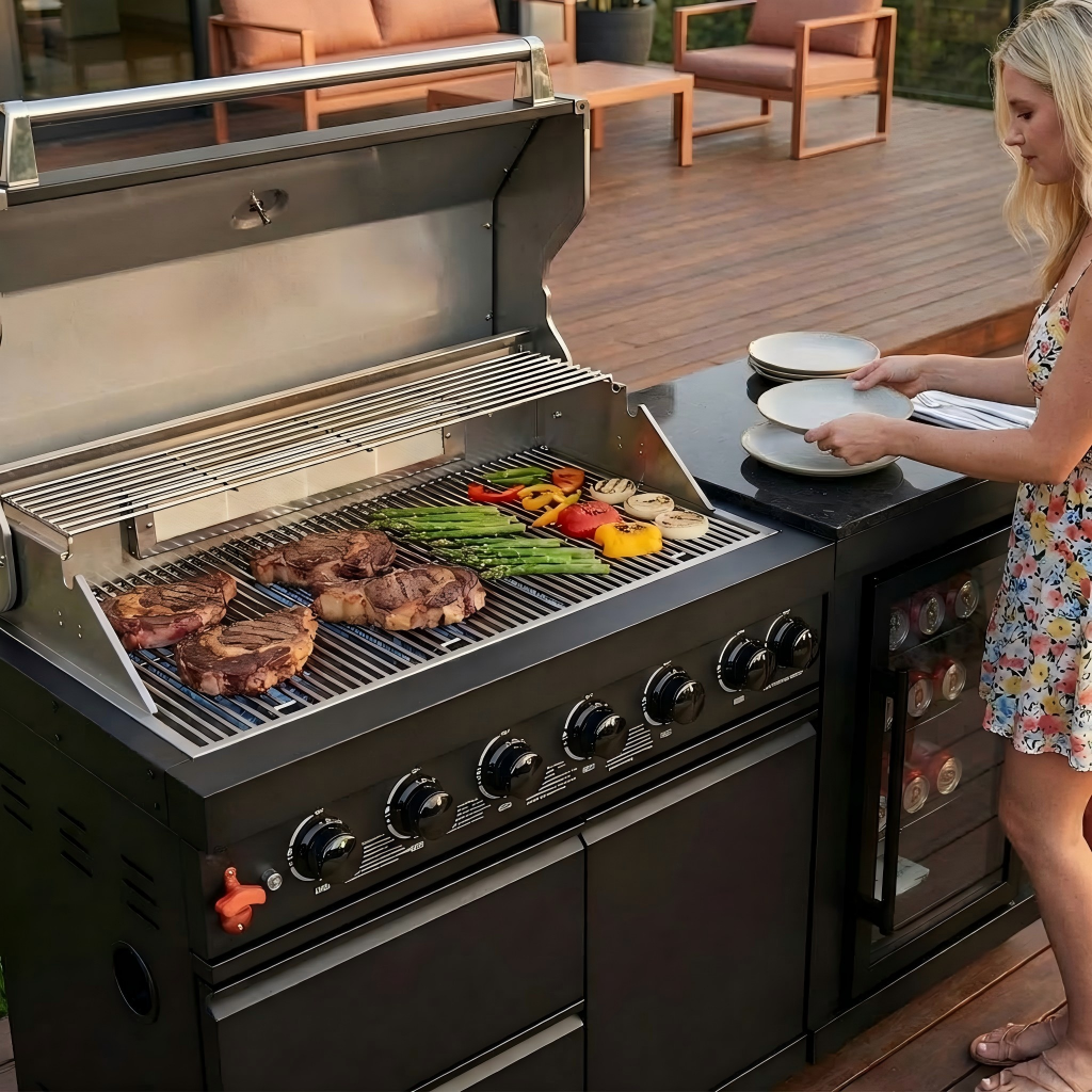 63" Deluxe Black Stainless Steel Gas Grill