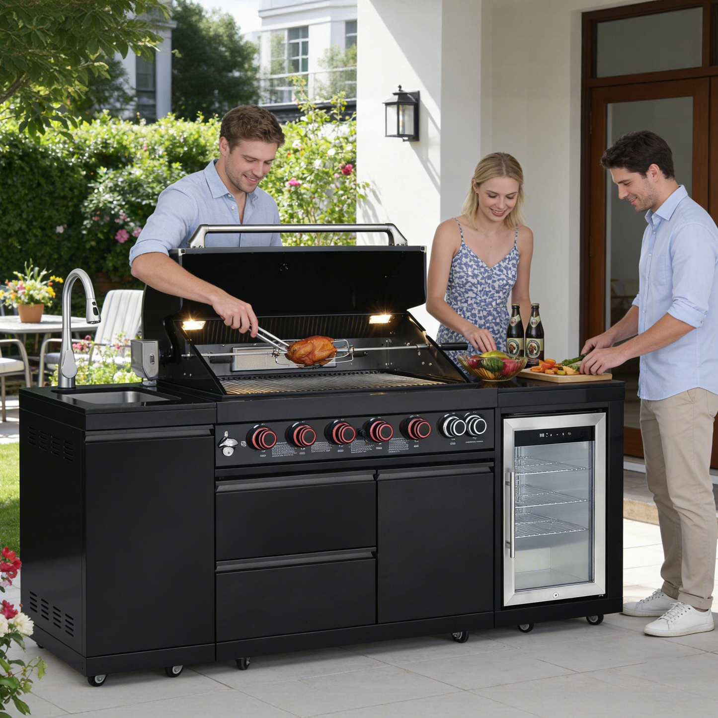 Black Stainless Steel Propane Gas BBQ Grill