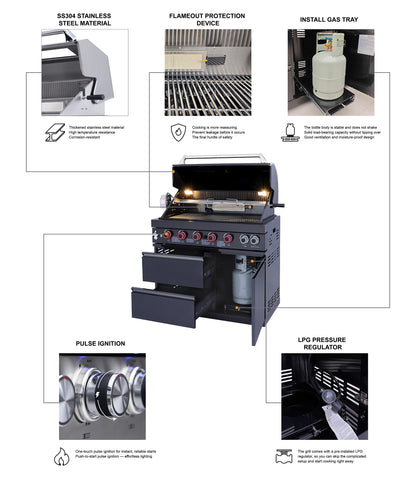 102.4 Inch 4 Burner Propane Gas BBQ Grill