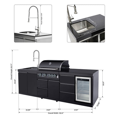 102.4 Inch 4 Burner Propane Gas BBQ Grill