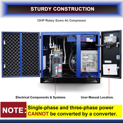 10HP Rotary Screw Air Compressor 34CFM 125PSI 230V 3PHASE 60HZ