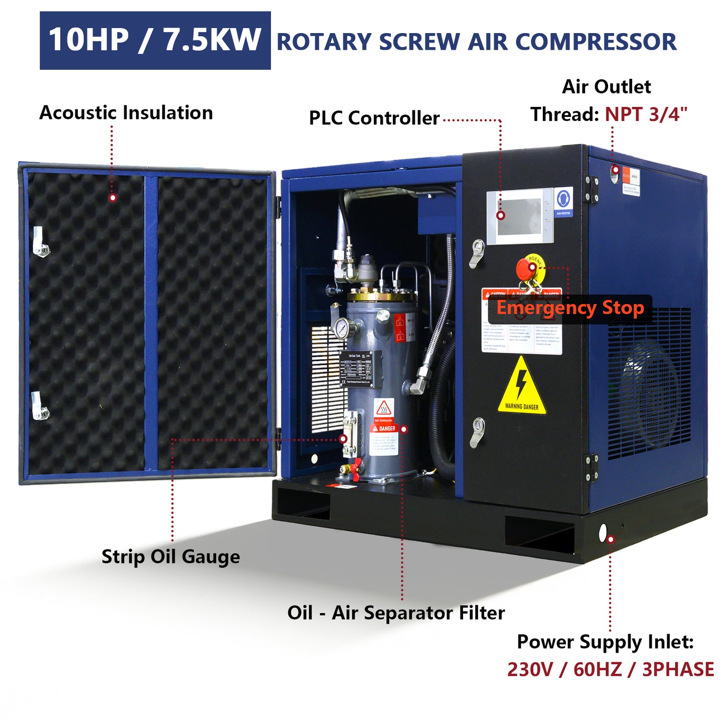 10HP Rotary Screw Air Compressor