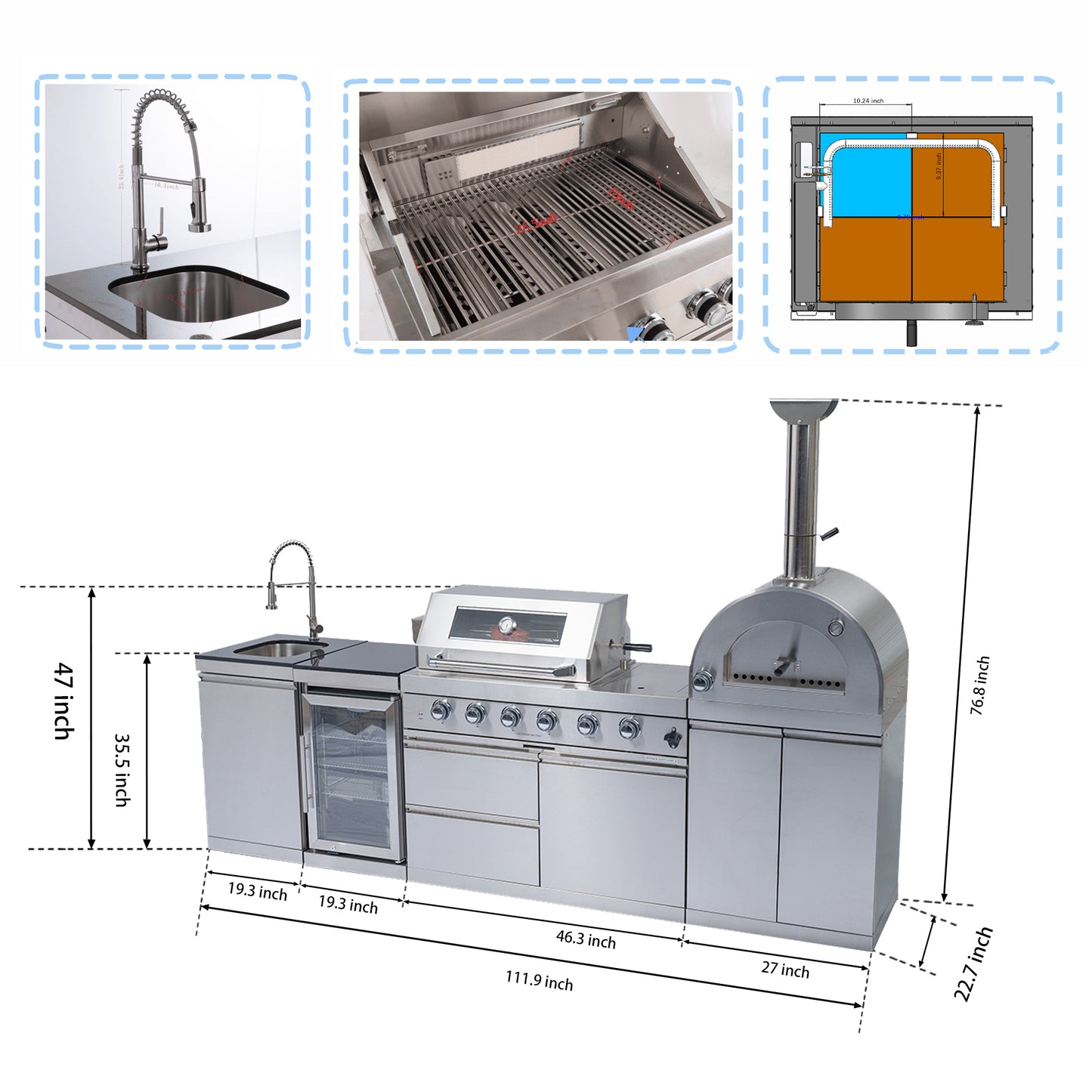 112-Inch 108000- BTU Multi-function Barbecue Grill
