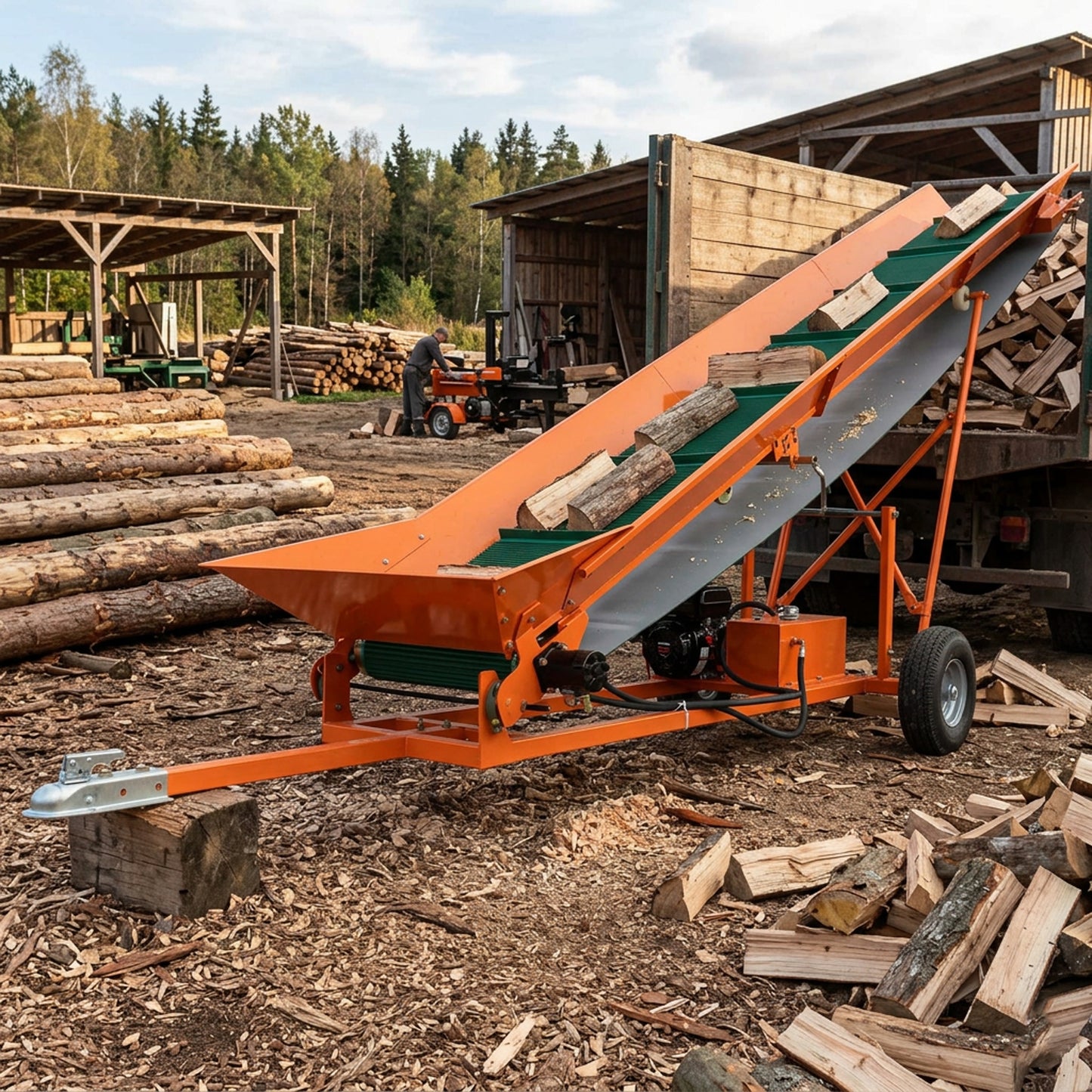 12-Inch Width PVC Belt Firewood Conveyor