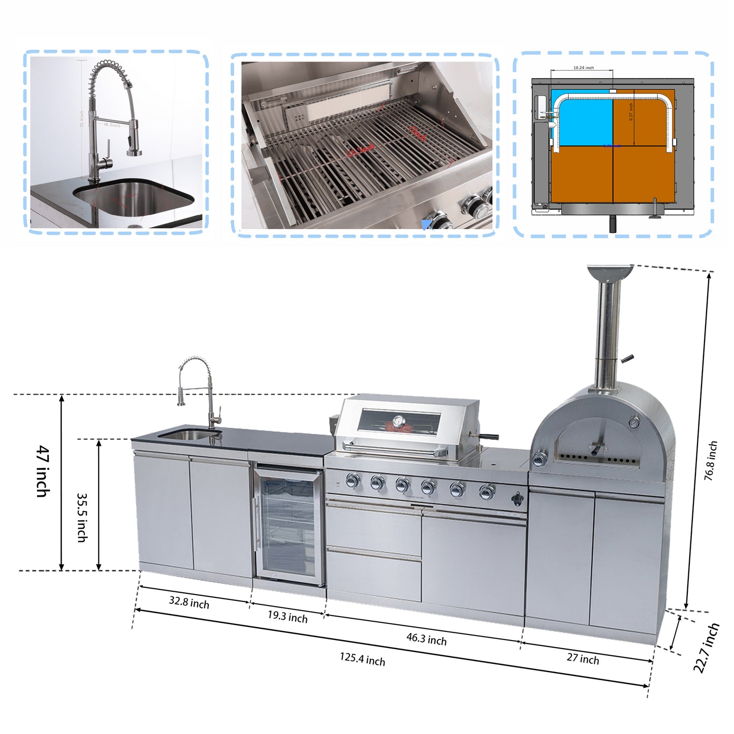125-Inch 108000- BTU Multi-function Barbecue Grill