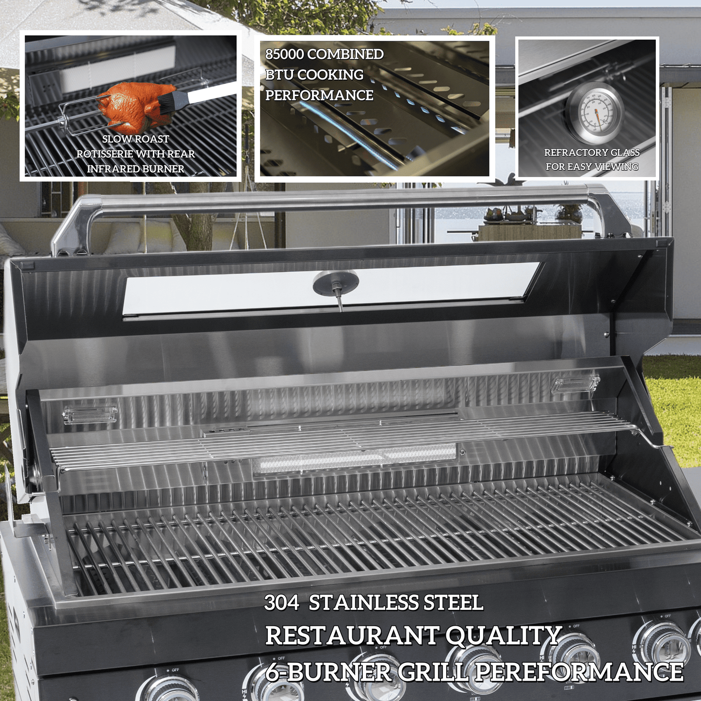 128-Inch 120000- BTU Multi-function Barbecue Grill