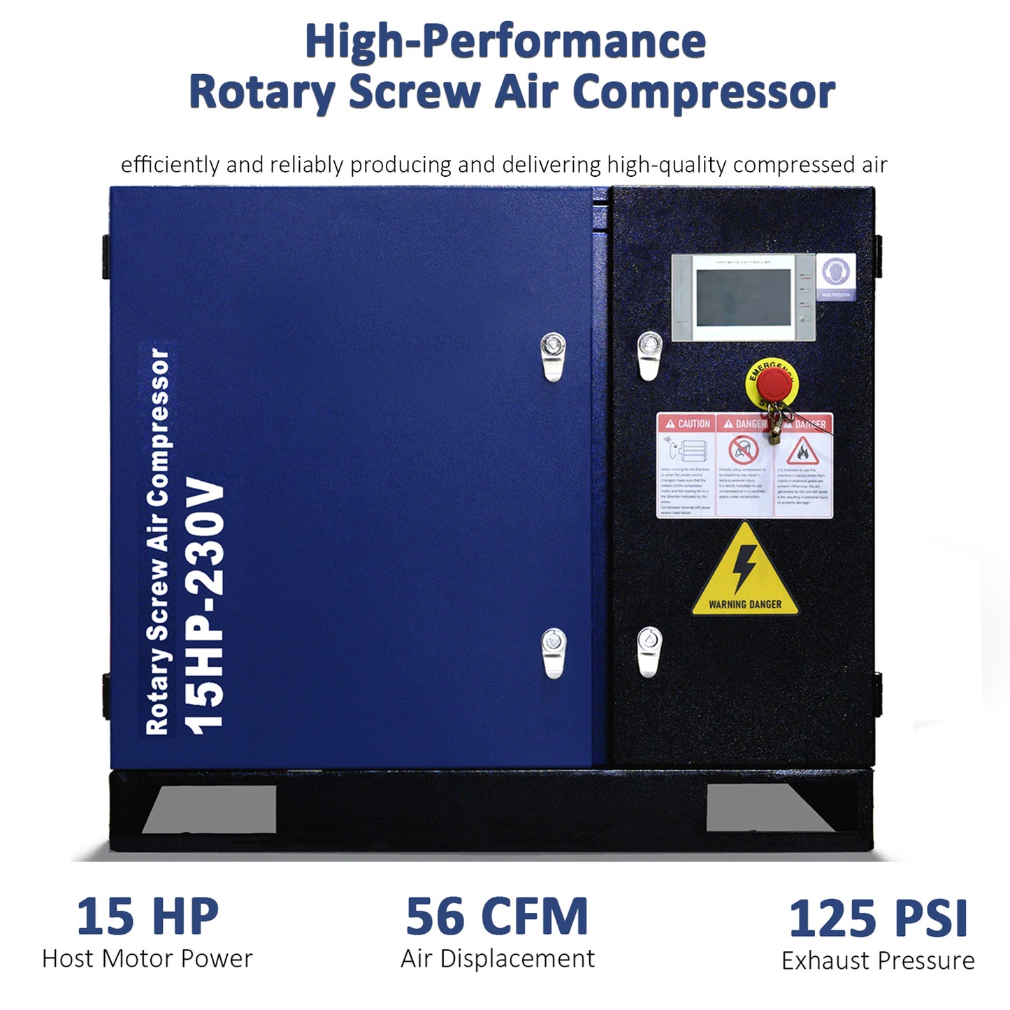 15HP Rotary Screw Air Compressor 56 CFM 125PSI 230V 3PHASE 60HZ