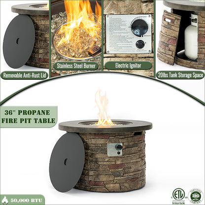 36'' Propane Gas Fire Pit Table