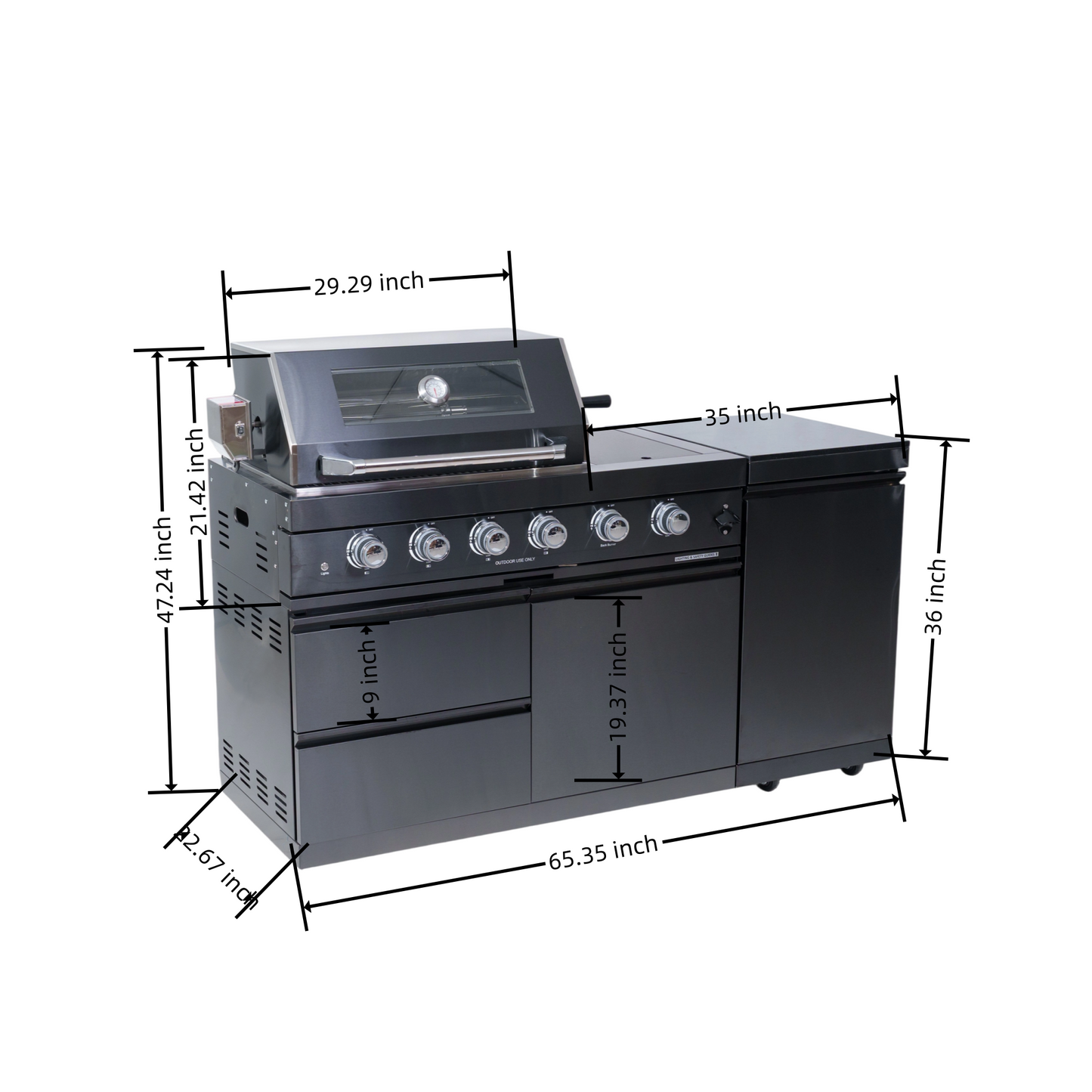 4-Burner 72000 BTU Stainless Steel Gas Grill with Compact Refrigerator