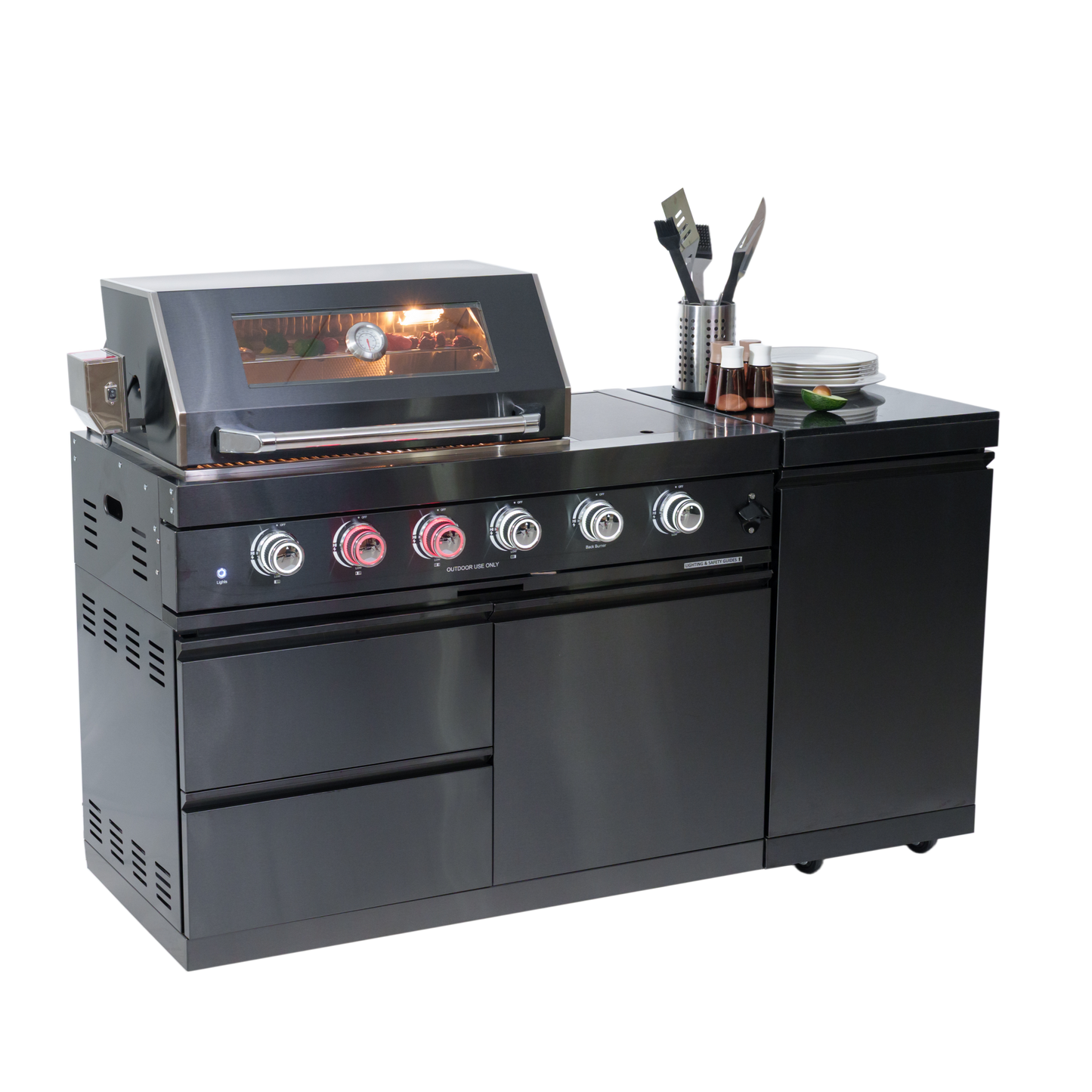 4-Burner 72000 BTU Stainless Steel Gas Grill with Compact Refrigerator