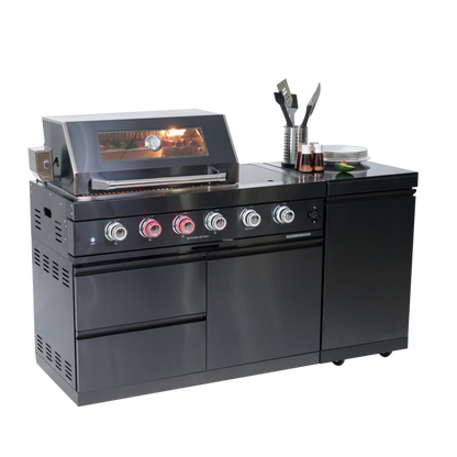 4-Burner 72000 BTU Stainless Steel Gas Grill with Compact Refrigerator