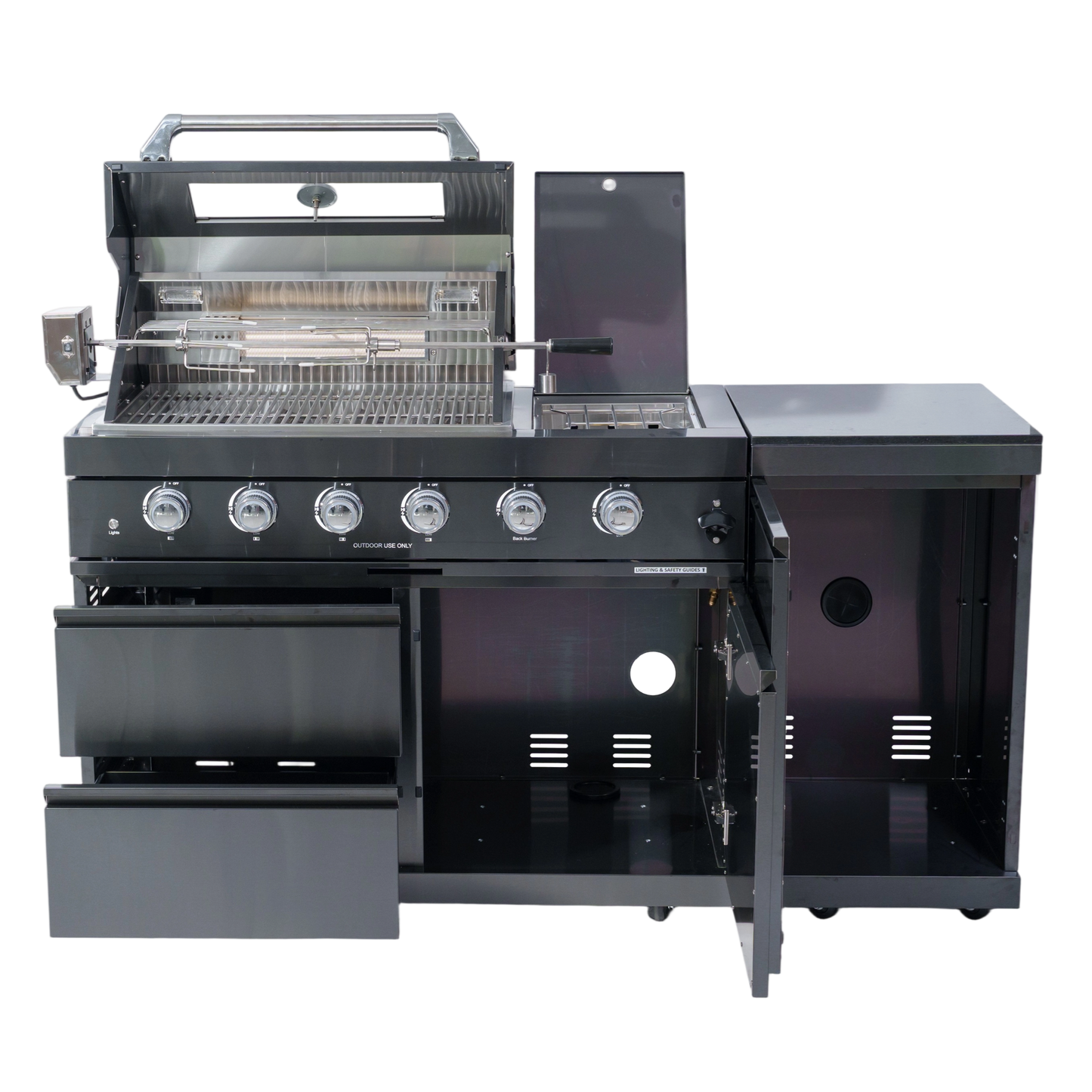 4-Burner 72000 BTU Stainless Steel Gas Grill with Compact Refrigerator
