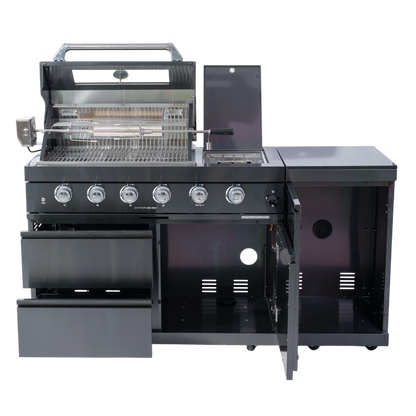 4-Burner 72000 BTU Stainless Steel Gas Grill with Compact Refrigerator