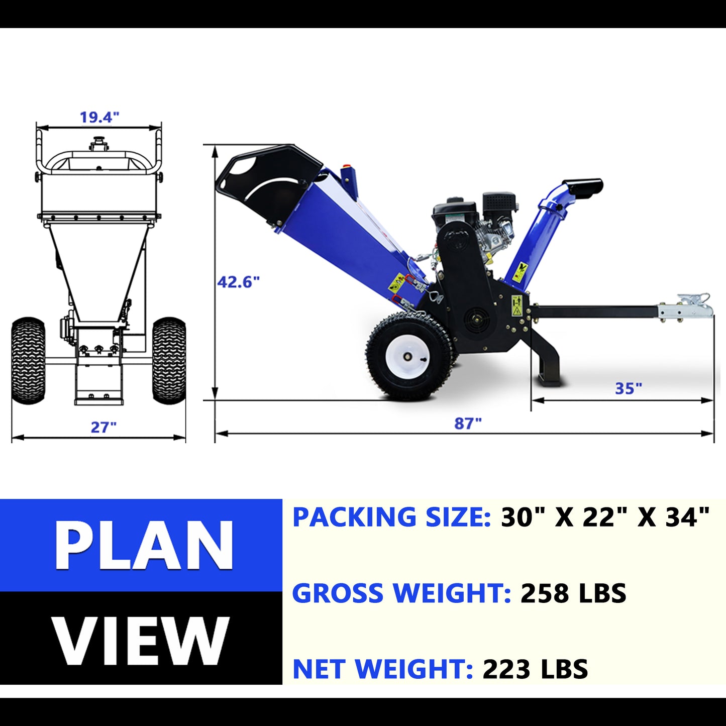 4-Inch 208cc 6.5HP Gas Powered Wood Chipper