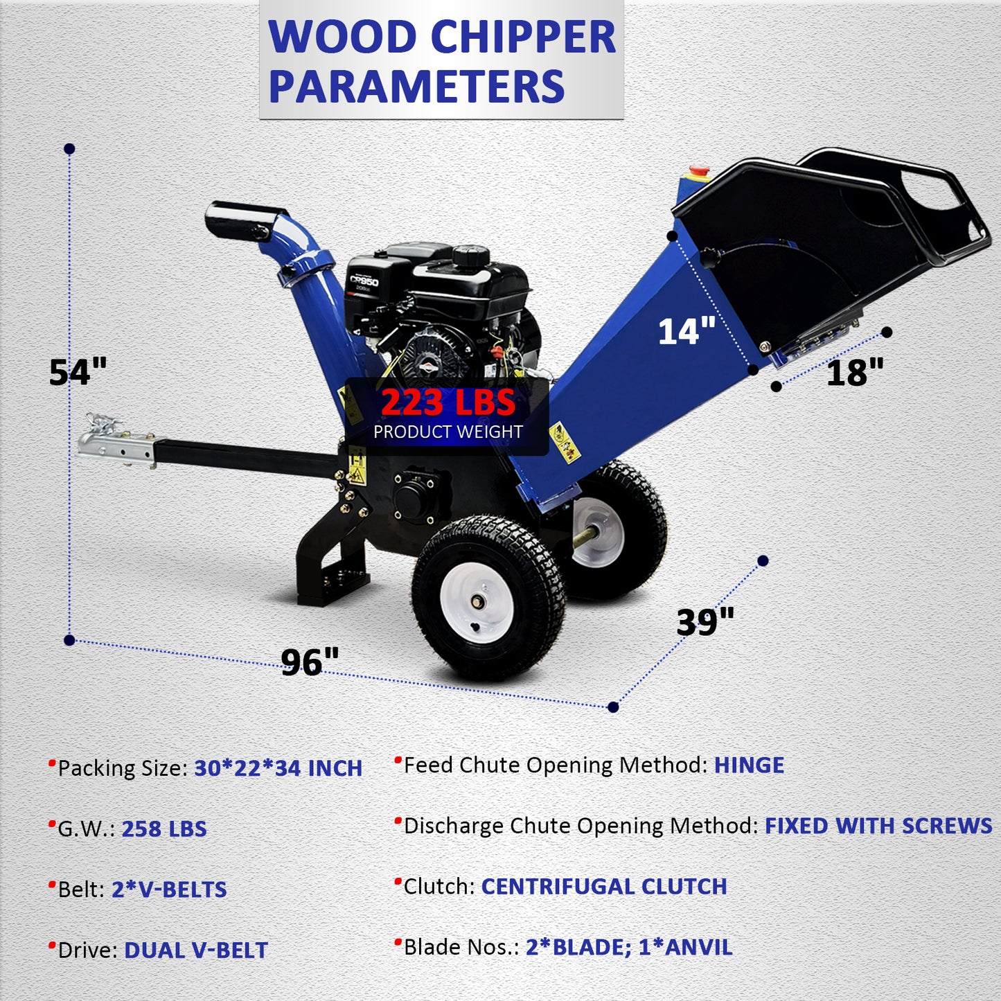 4-Inch 208cc 6.5HP Gas Powered Wood Chipper