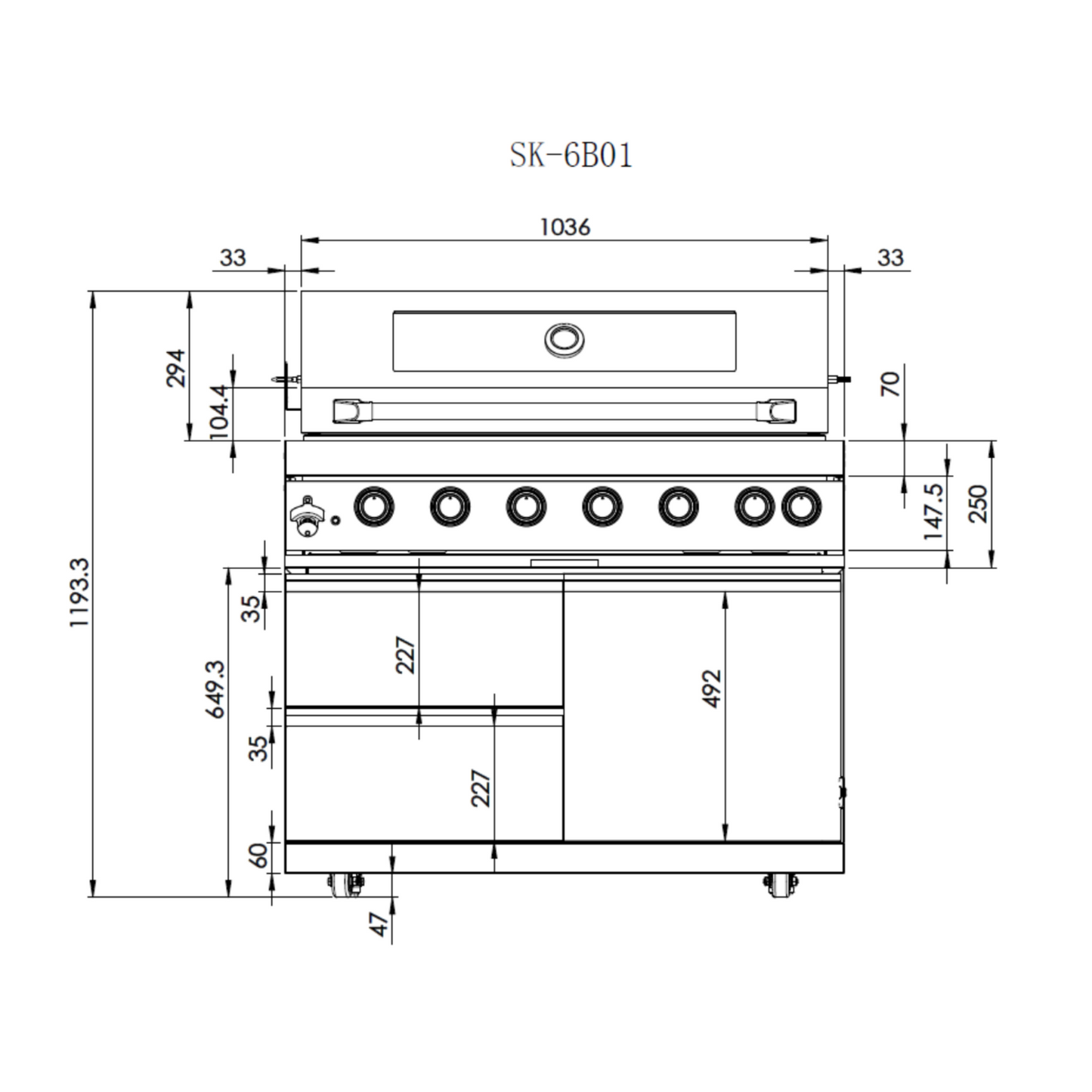 43-Inch 6-Burner 85000 BTU Stainless Steel Gas Grill