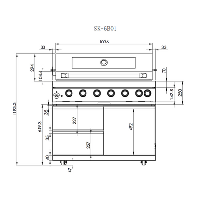 43-Inch 6-Burner 85000 BTU Stainless Steel Gas Grill