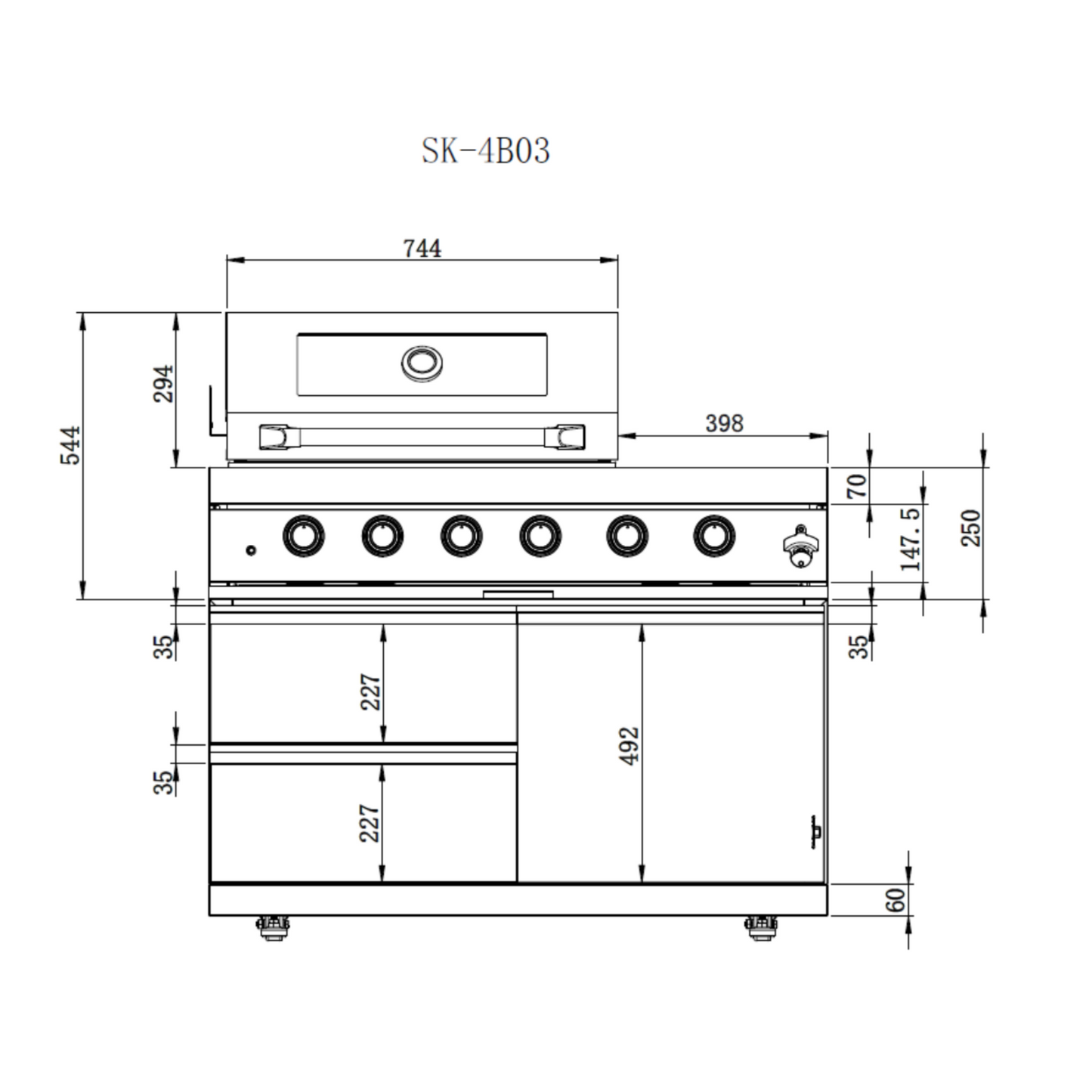 4 Burners Gas Grill Stainless Steel Outdoor Kitchen Islands