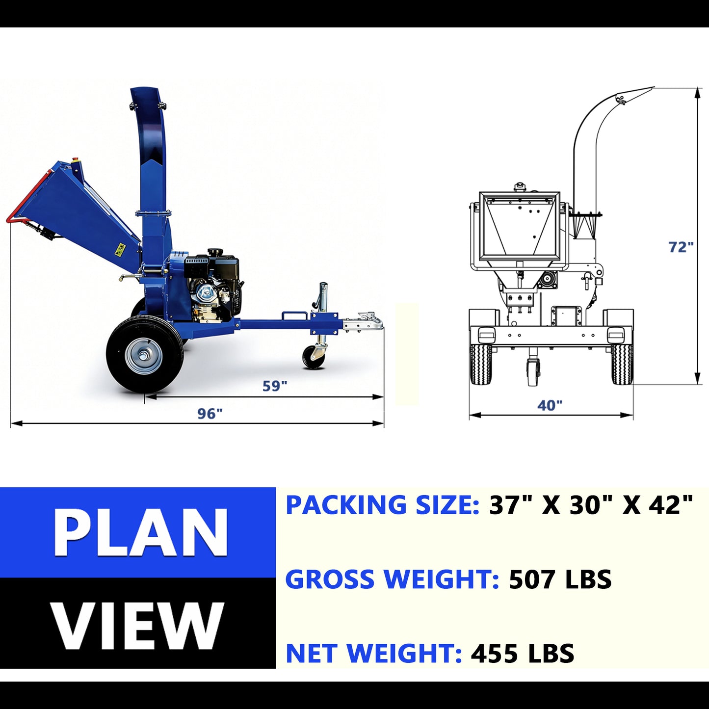 5-Inch 420cc 15HP Gas Powered Disc Wood Chipper