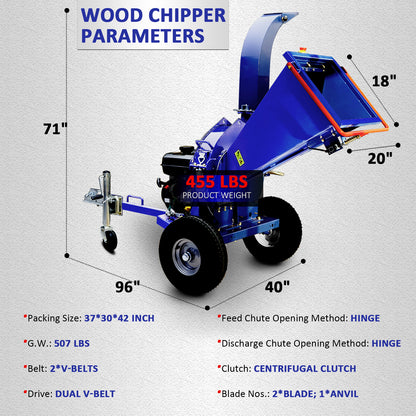 5-Inch 420cc 15HP Gas Powered Disc Wood Chipper