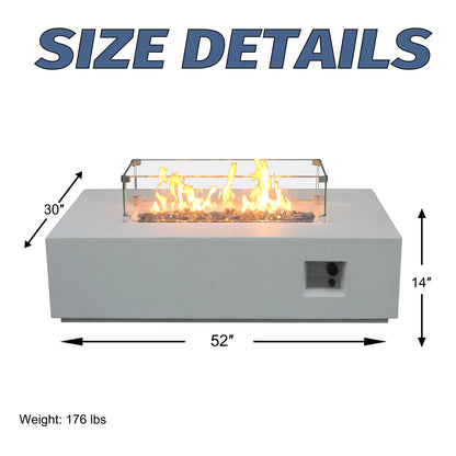 52 Inch Outdoor Concrete Propane Fire Pit