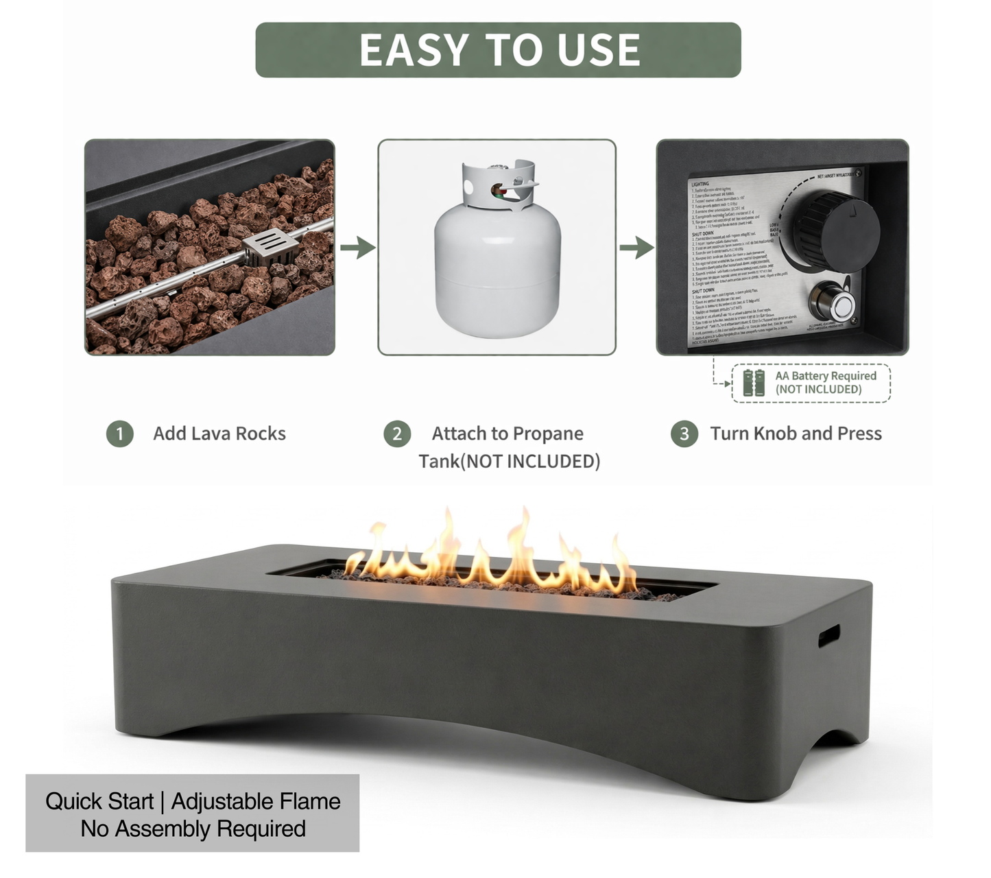 56 Propane Fire Pit Table