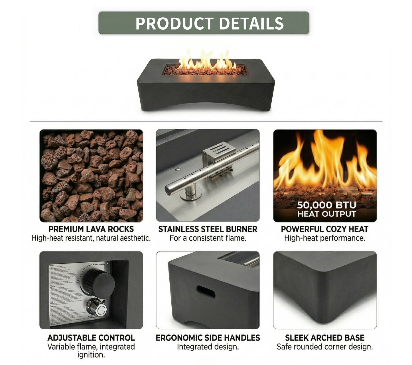 56 Propane Fire Pit Table