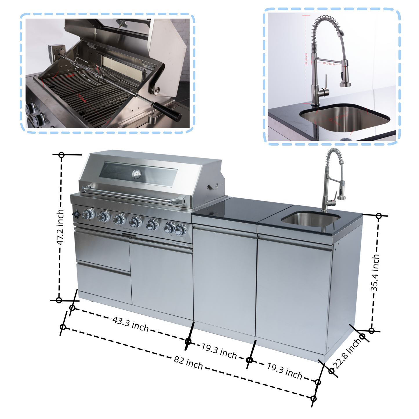 6-Burner 85000 BTU Deluxe Stainless Steel Gas Grill