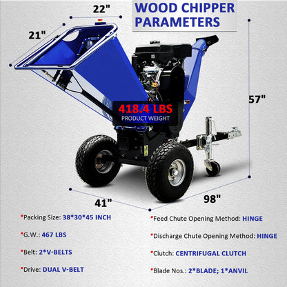6-Inch 420cc 15HP Gas Powered Wood Chipper