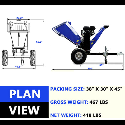 6-Inch 420cc 15HP Gas Powered Wood Chipper