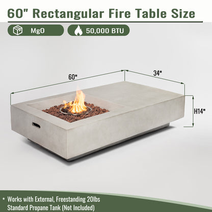 60" Propane Gas Fire Pit Table