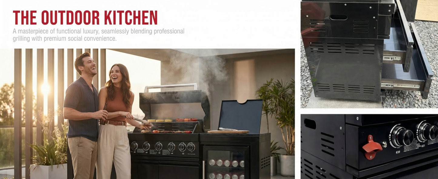 63" Deluxe Black Stainless Steel Gas Grill