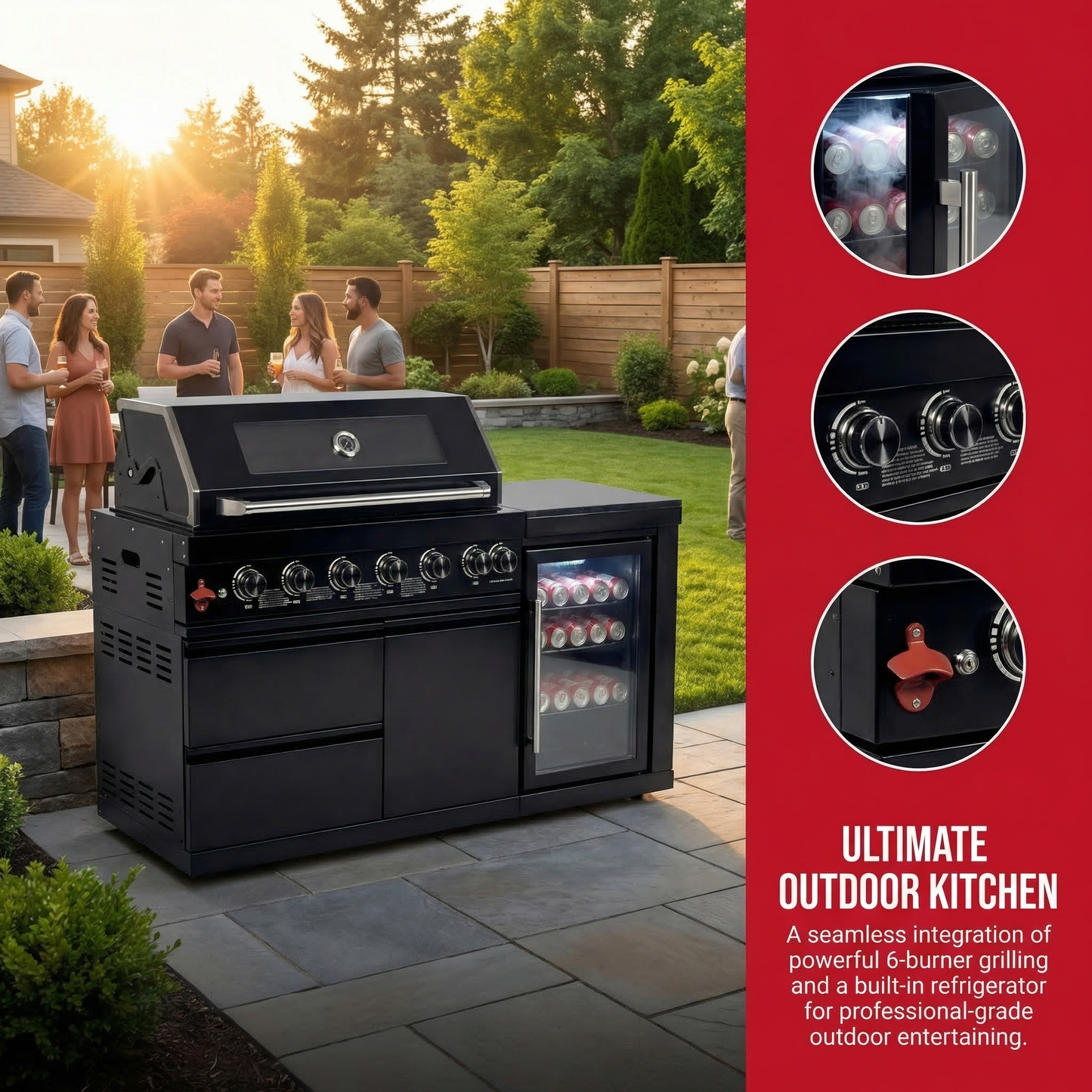 63" Deluxe Black Stainless Steel Gas Grill