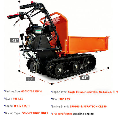 660 lb Gas Powered Loading Capacity Track Barrow