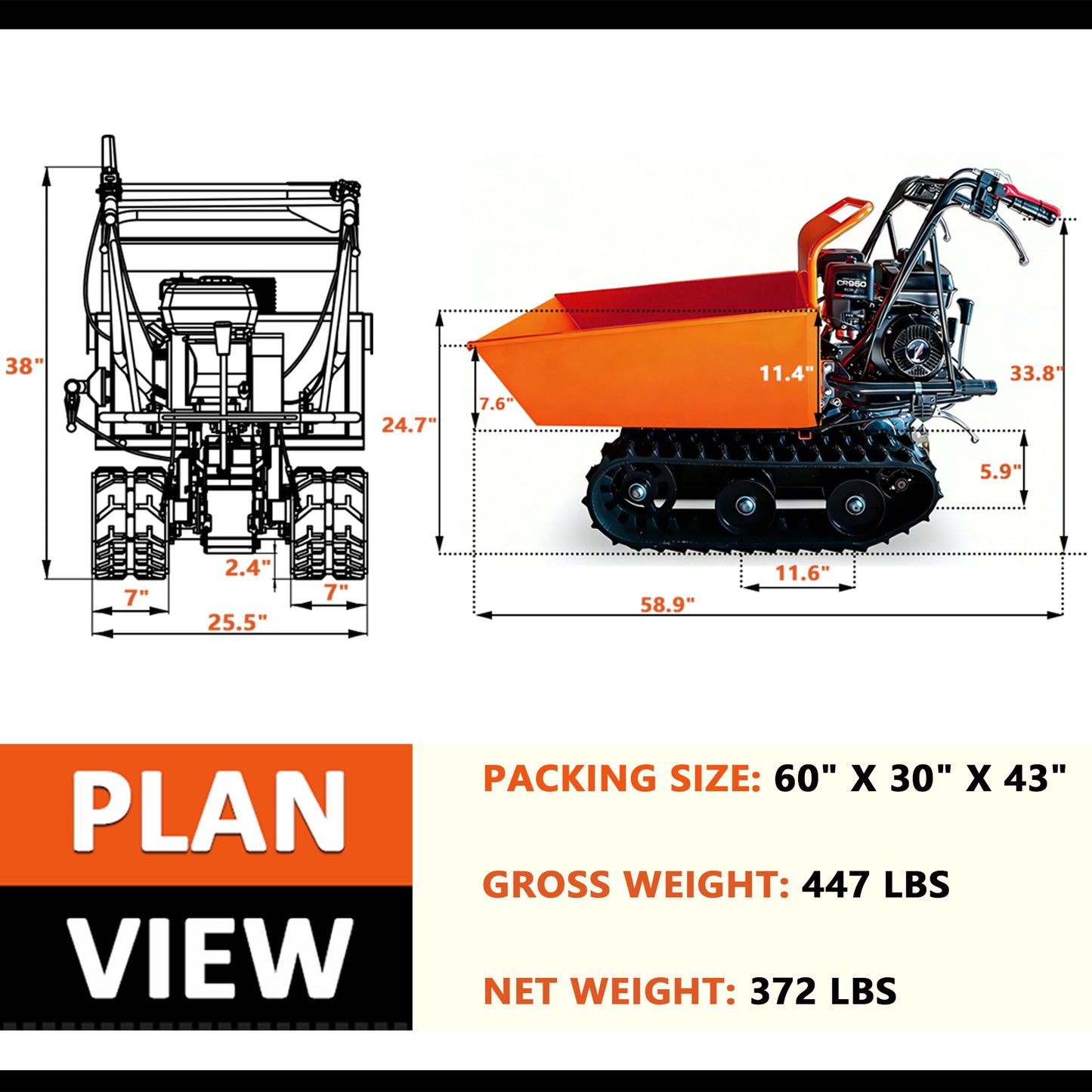 660 lb Loading Capacity Track Barrow