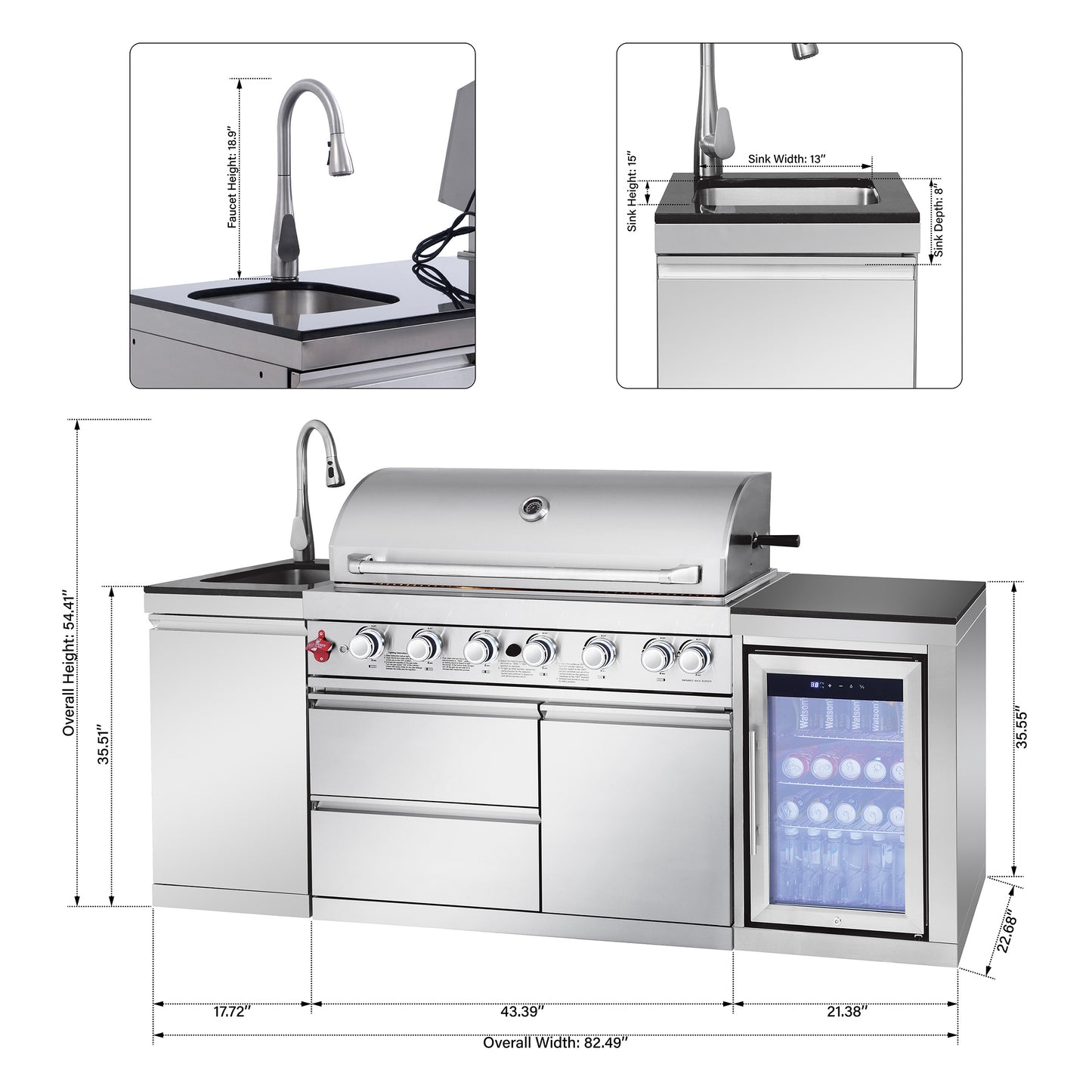 6 Burner 83500 BTU Propane Gas BBQ Grill