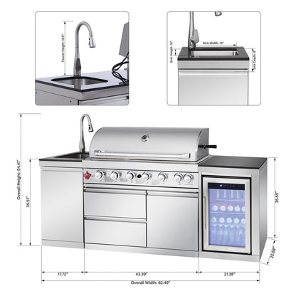 6 Burner 83500 BTU Propane Gas BBQ Grill
