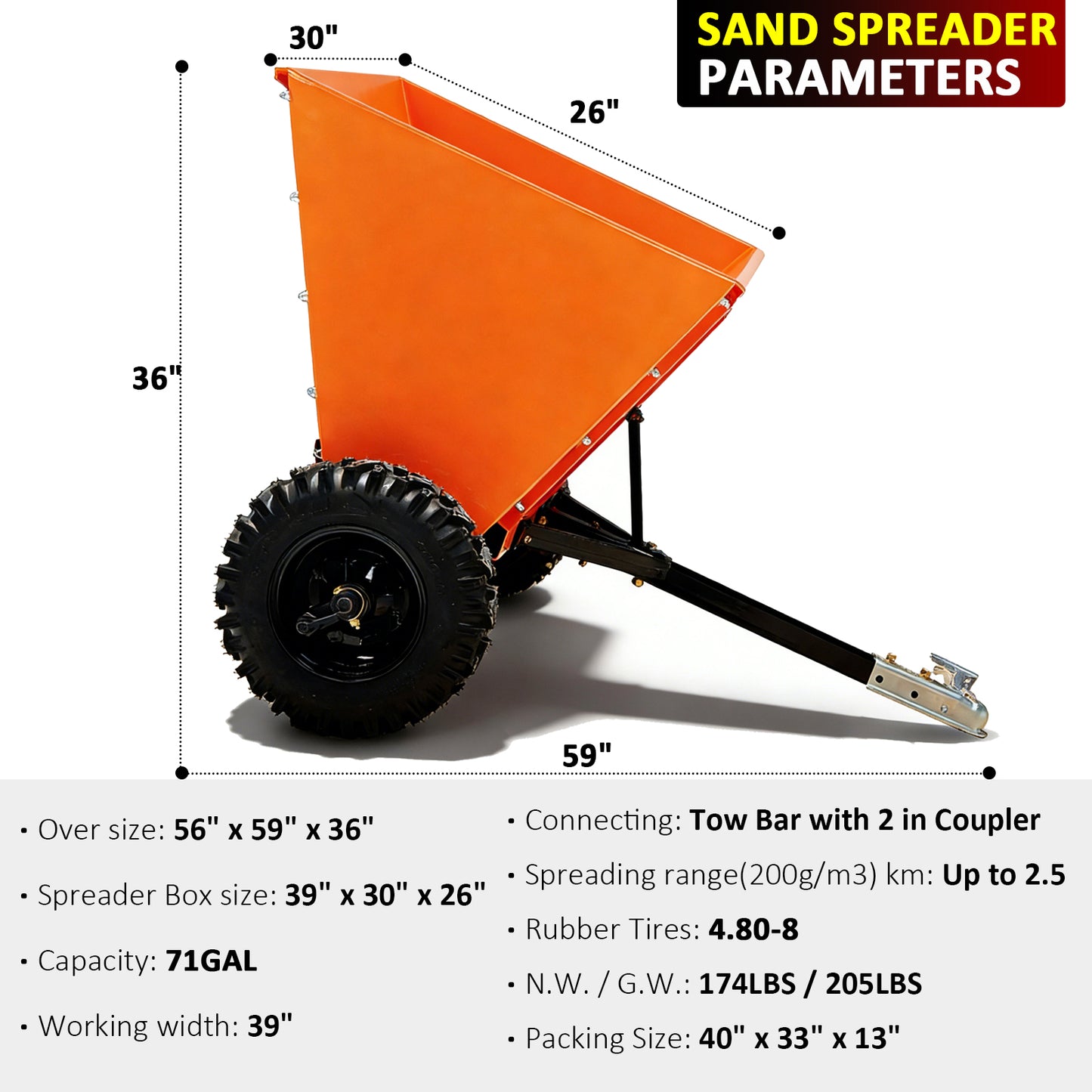 71 Gal Towable Sand spreader