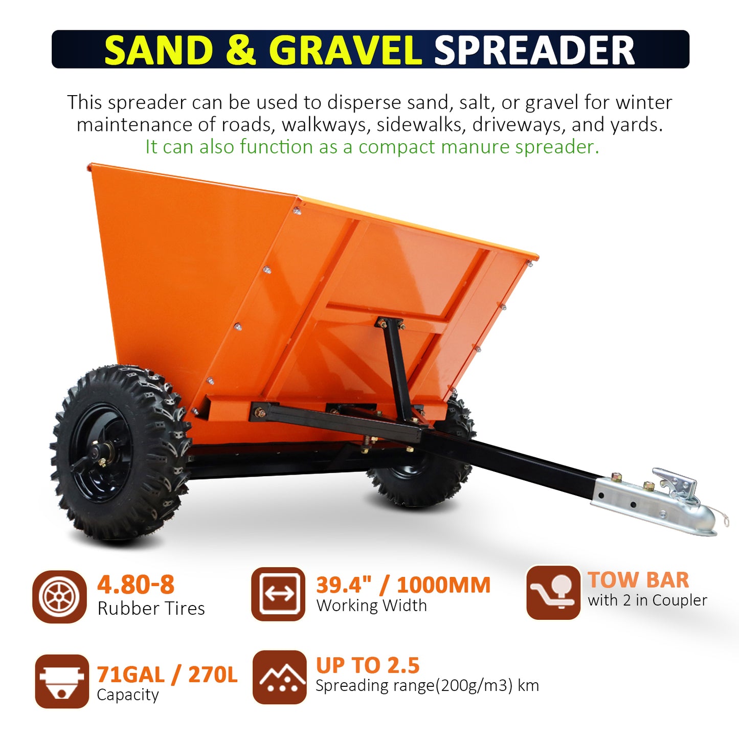 71 Gal Towable Sand spreader