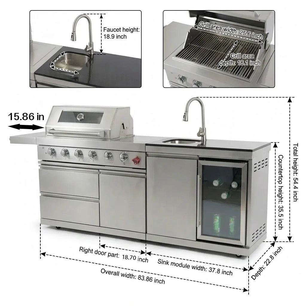 84-Inch Deluxe Stainless Steel Grill