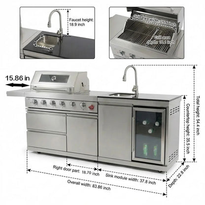 84-Inch Deluxe Stainless Steel Grill