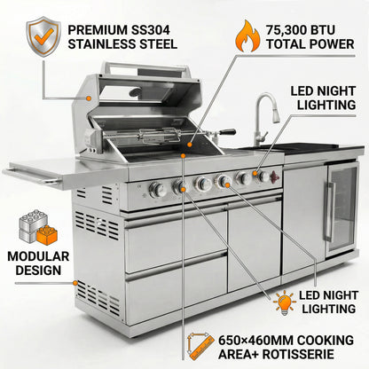 84-Inch Deluxe Stainless Steel Grill
