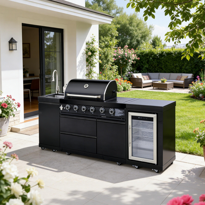 Black 85.2 Inch Propane Gas BBQ Grill
