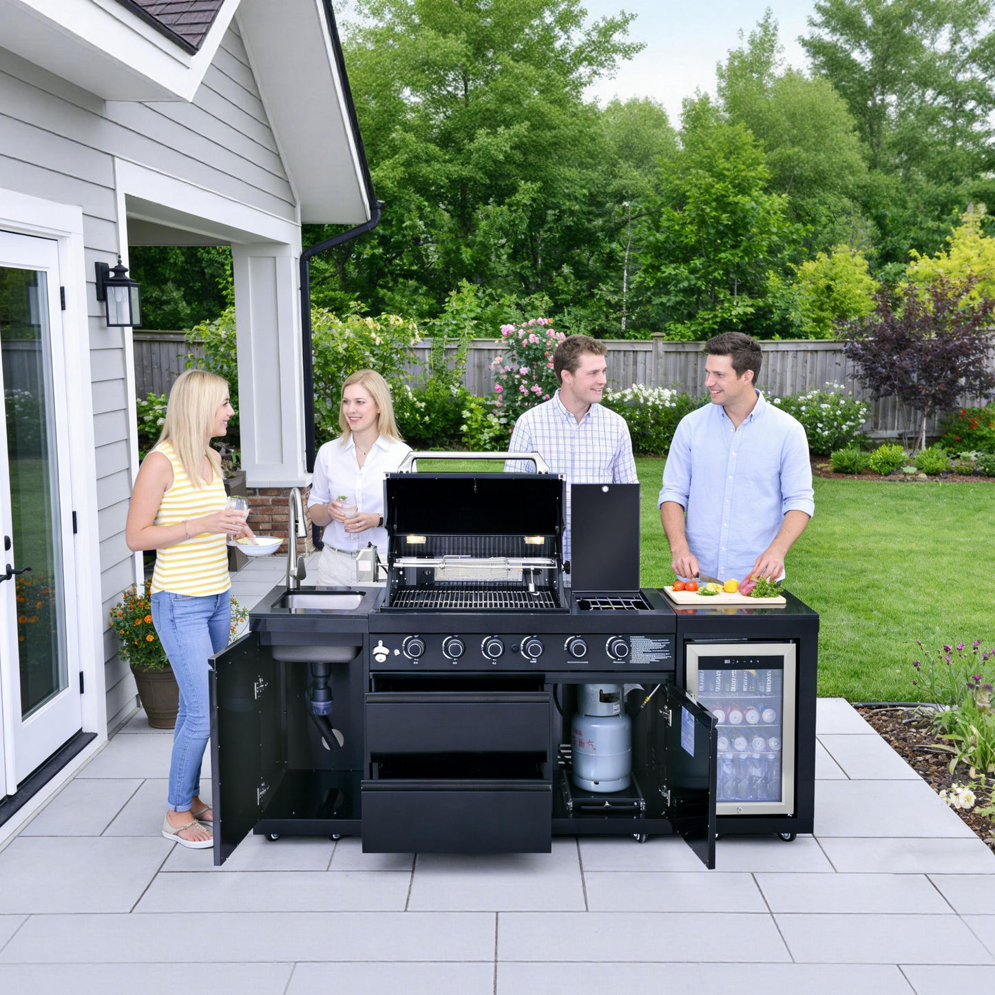 Black 85.2 Inch Propane Gas BBQ Grill