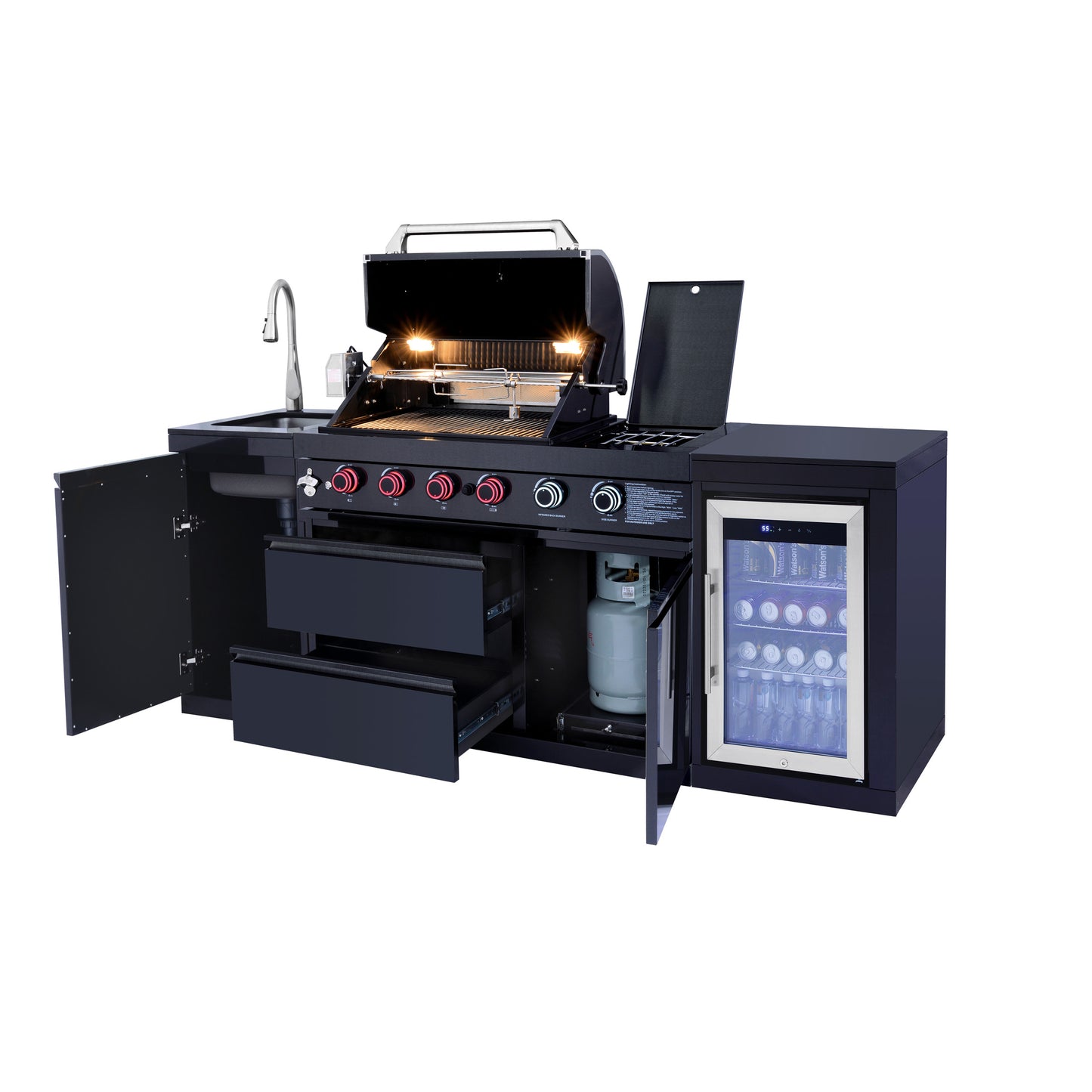 Black 85.2 Inch Propane Gas BBQ Grill