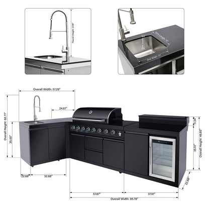 95.8 Inch Gas Grill Outdoor Kitchen Island