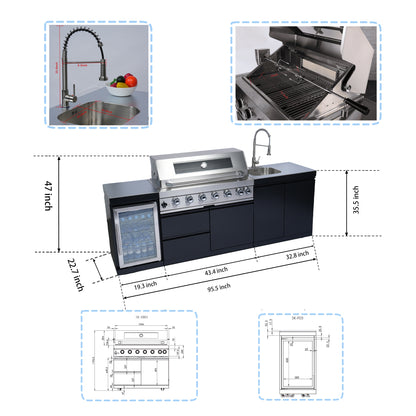 96-Inch Stainless Steel Gas Grill Outdoor
