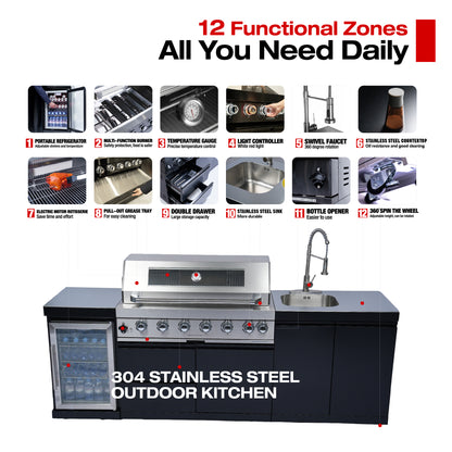 96-Inch Stainless Steel Gas Grill Outdoor