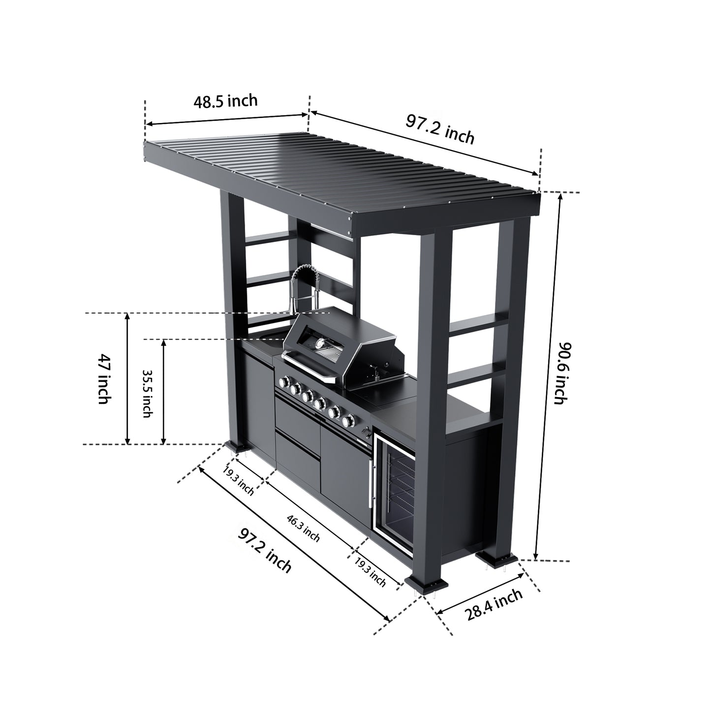 97" Deluxe Stainless Steel Gas Grill with Shed
