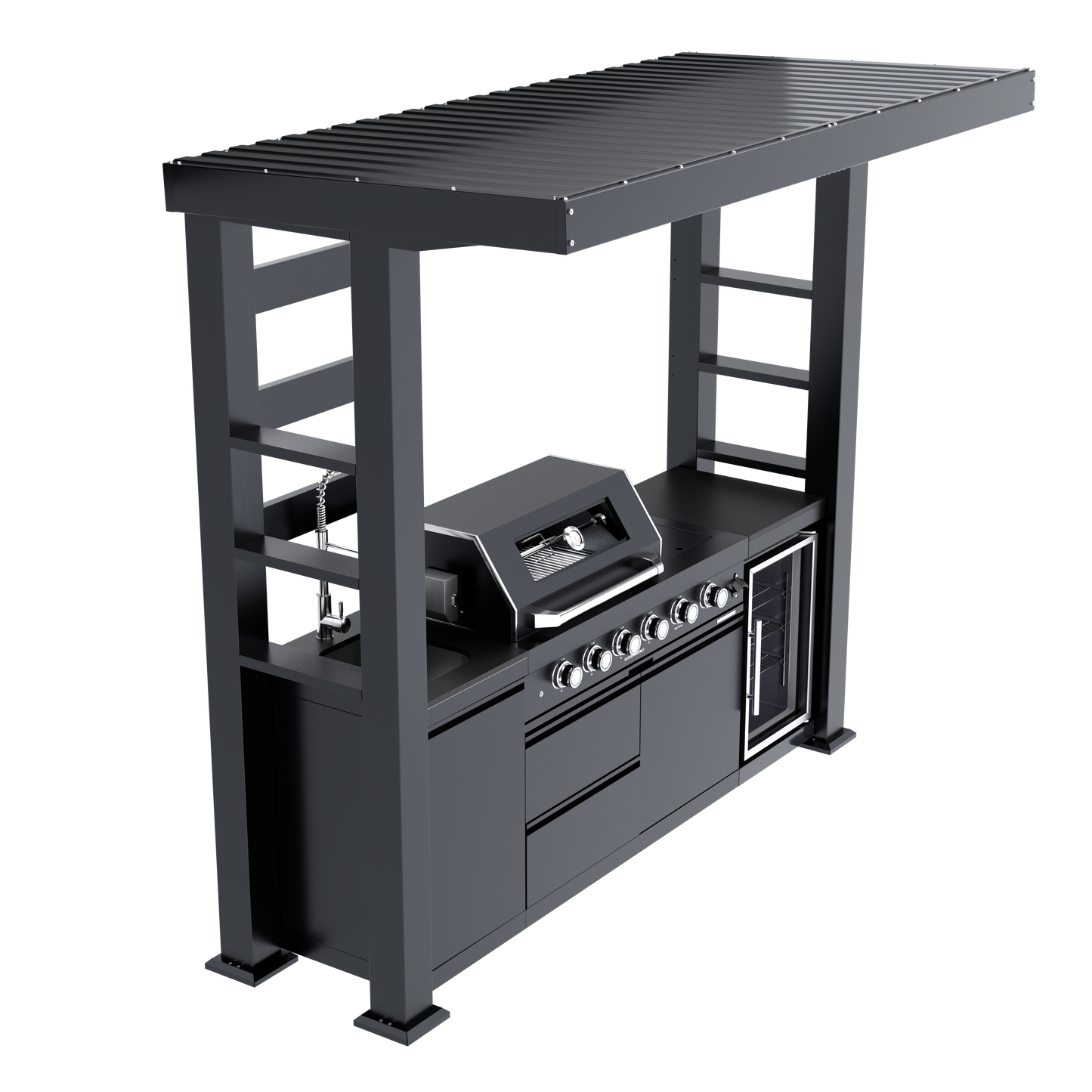 97" Deluxe Stainless Steel Gas Grill with Shed